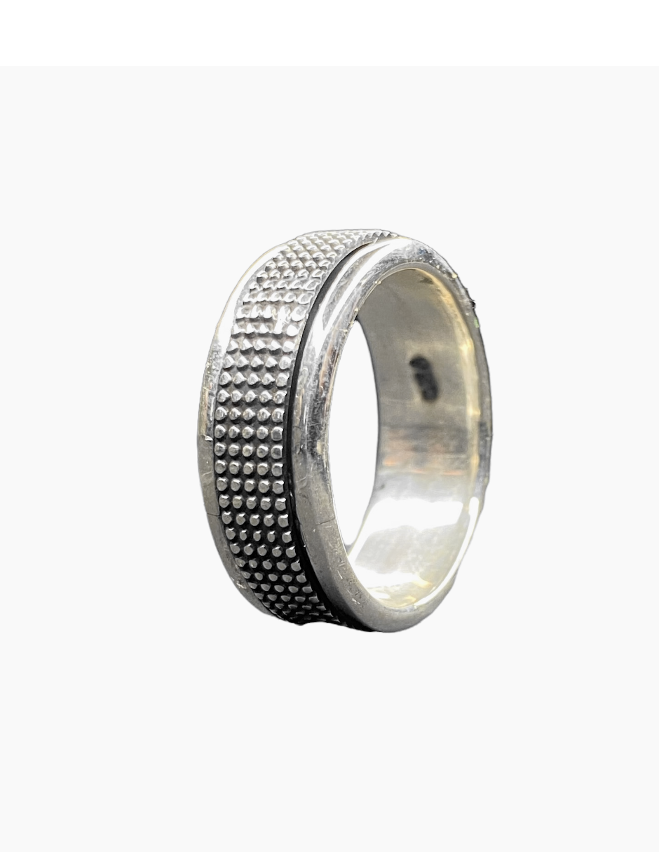 ANILLO GIRATORIO ANTIESTRES DISENO DE PUNTOS Plata Clara f